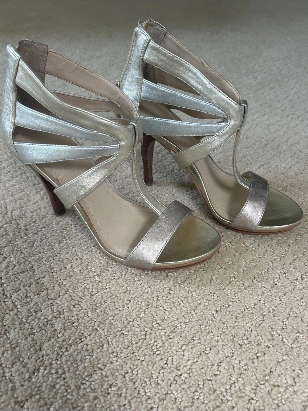 Nine West Metallic Strappy High Heels